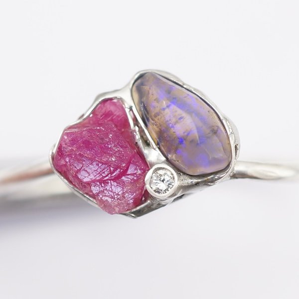Opal Rubin Diamant Ring