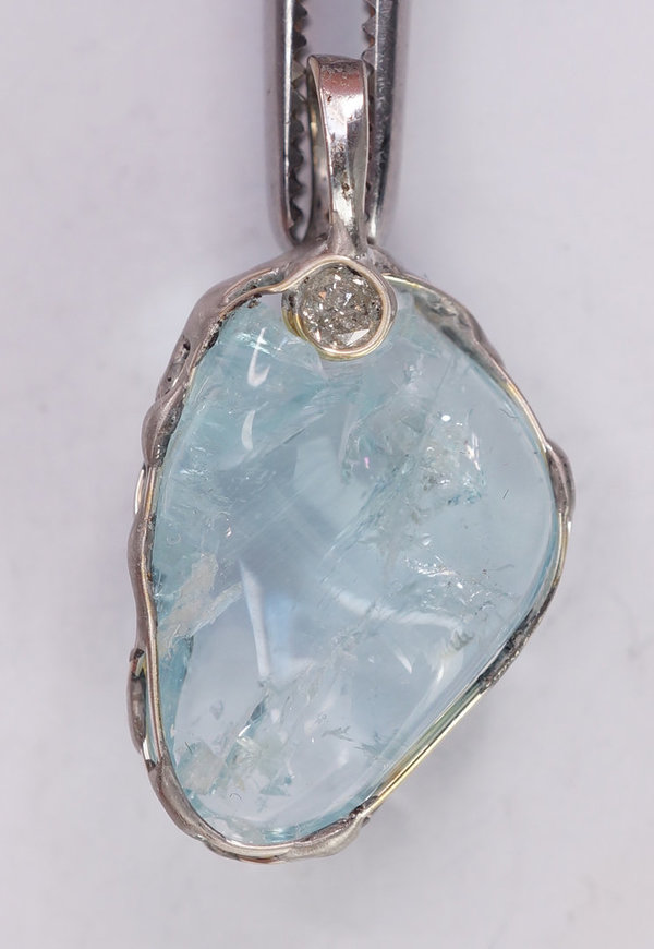Aquamarine Diamond Pendant