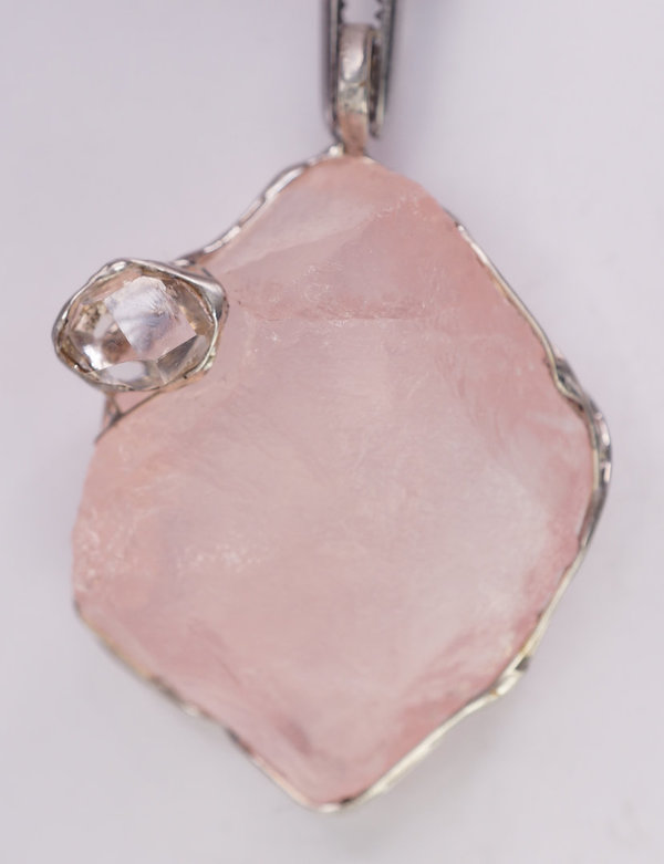 Rose Quartz Herkimer Diamond Pendant