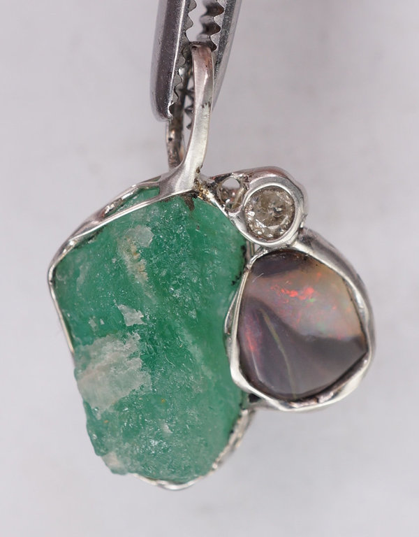 Opal Emerald Diamond Pendant