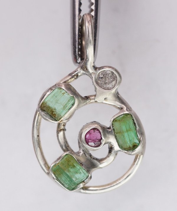 Emerald Ruby Diamond Pendant