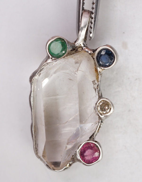 Emerald Sapphire Ruby Diamond Pendant
