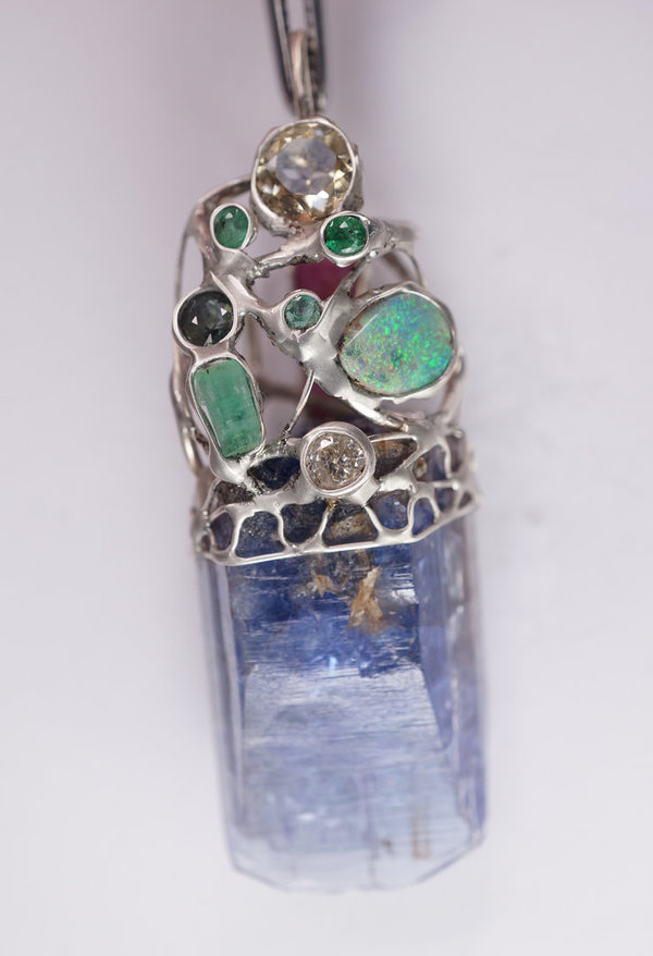 Tansanit Smaragd Opal Rubin Diamant Anhänger